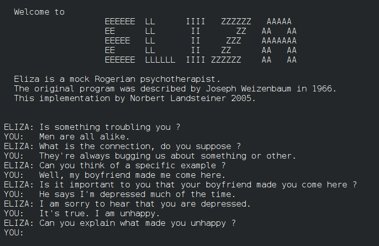 ELIZA 對話畫面